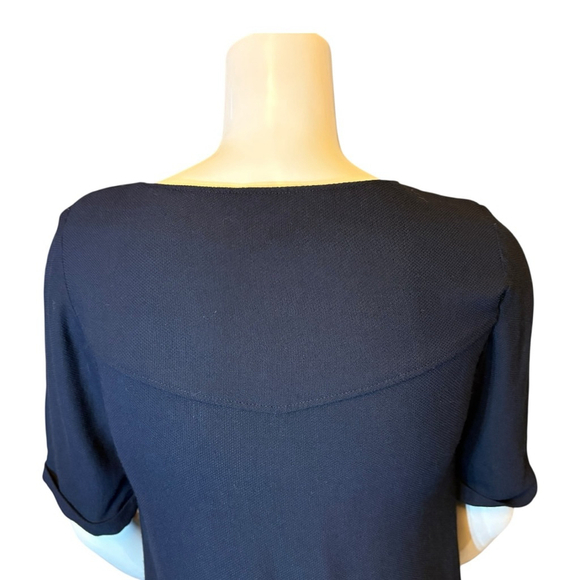 A.P.C. Rue Madame Paris Navy Crepe Dress Pockets, S - Picture 12 of 16